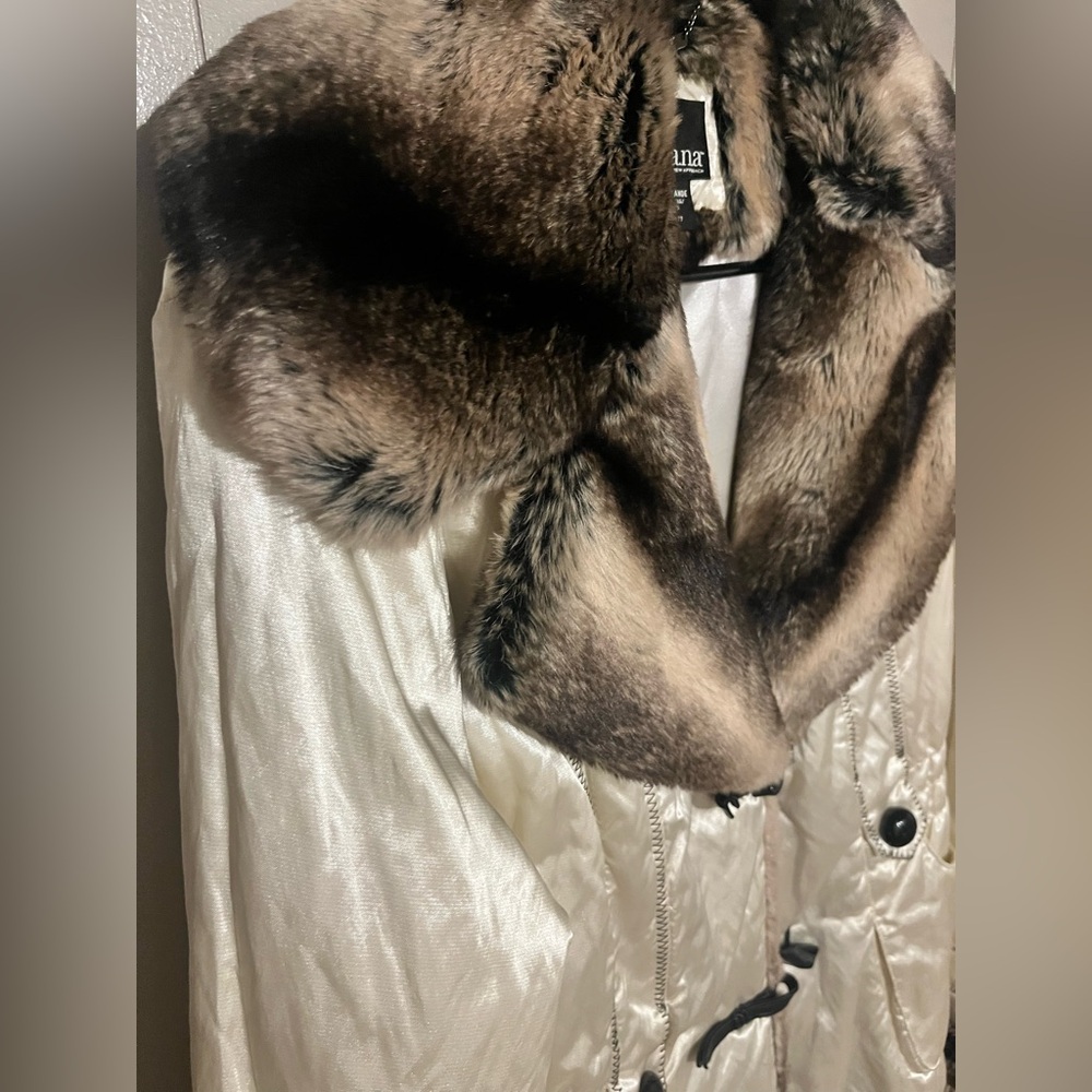 a.n.a Cream Jacket with Brown Faux Fur Trim - Picture 5 of 10